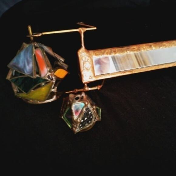 Stained Glass Kaleidoscope Vintage Handmade w/ 2 Carousels